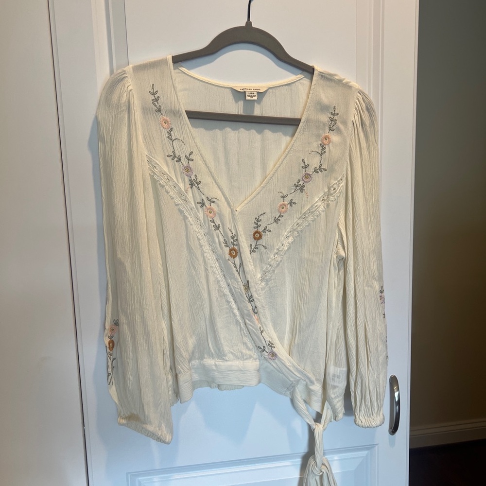 Embroidered Cream Top